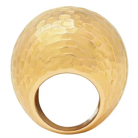Pomellato 2005 18 Karat Yellow Gold Hammered Duna Cocktail Ring