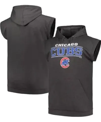 Profile Men's MLB Chicago Cubs Big & Tall Muscle Sleeveless Pullover Hoodie
