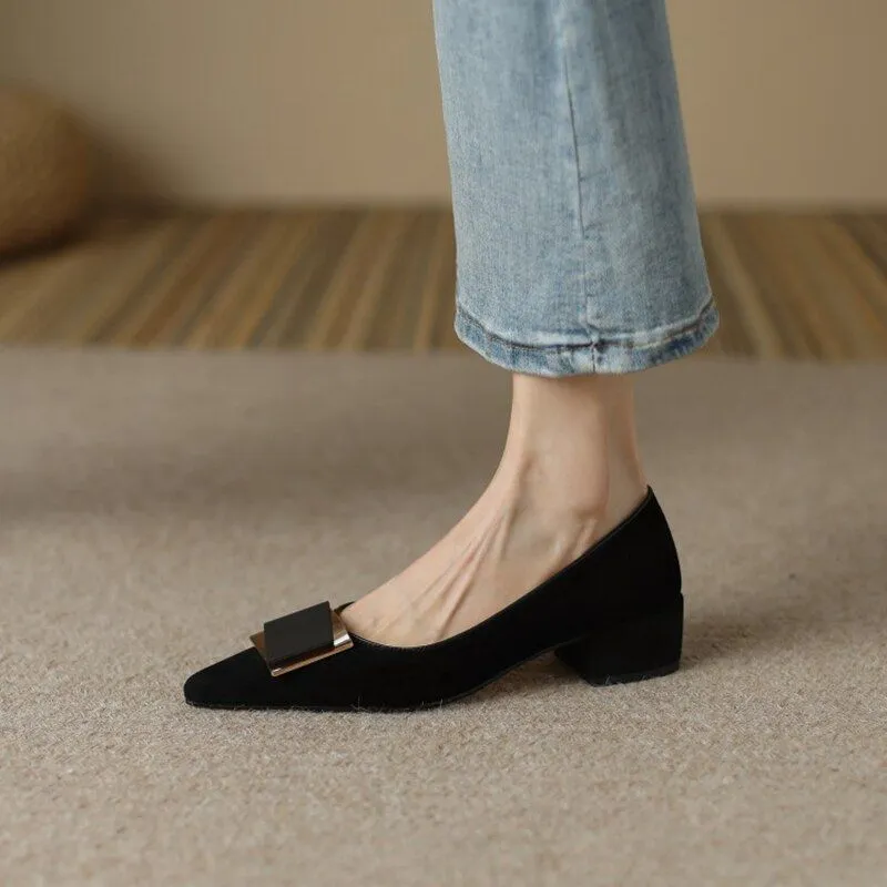 QM1252 Womens Casual Shoes, Chunky Heel Pumps