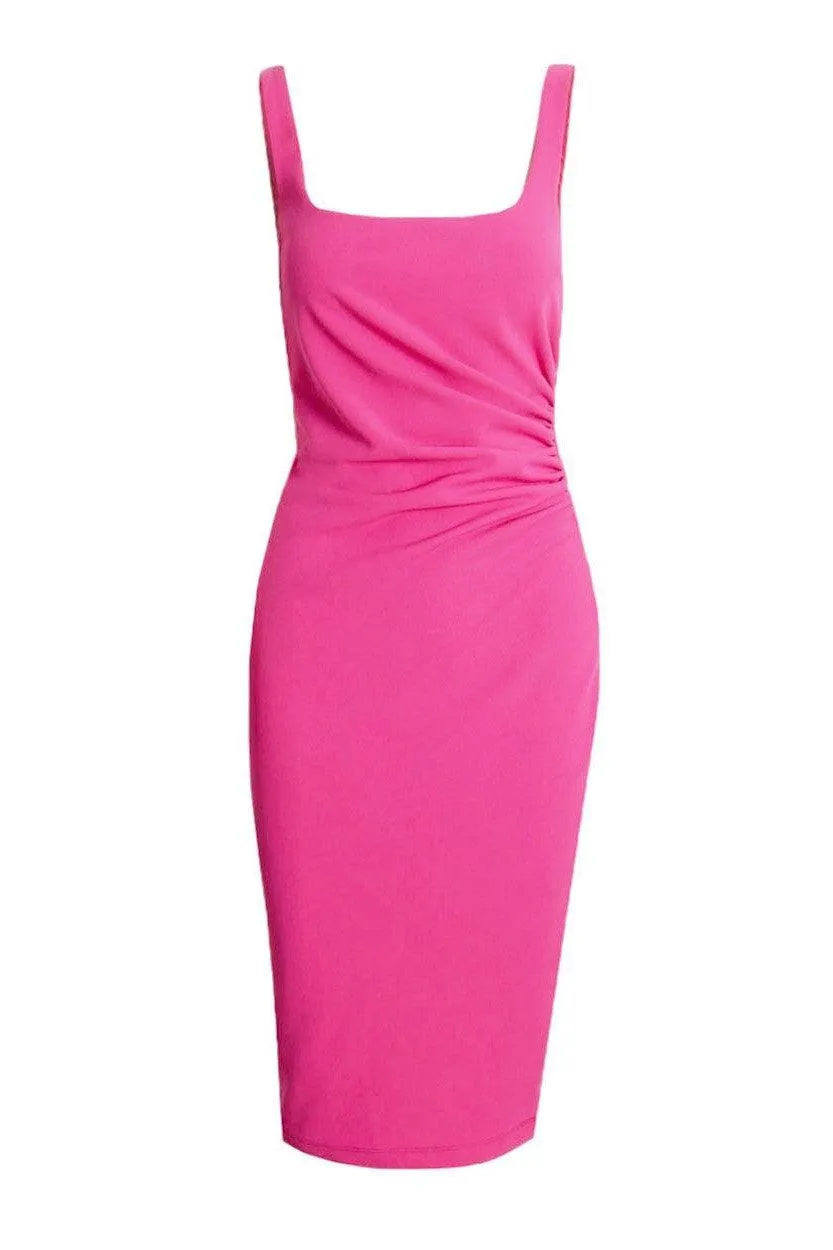 Rae Pink Side-Gathered Dress