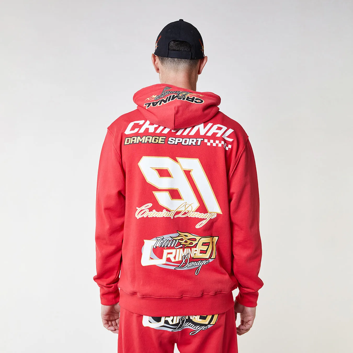 Red Racing Badge Hood