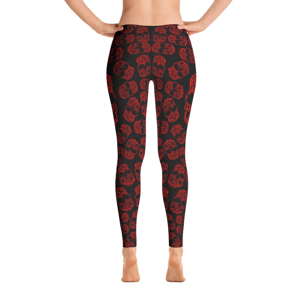 Red Skull Print Leggings