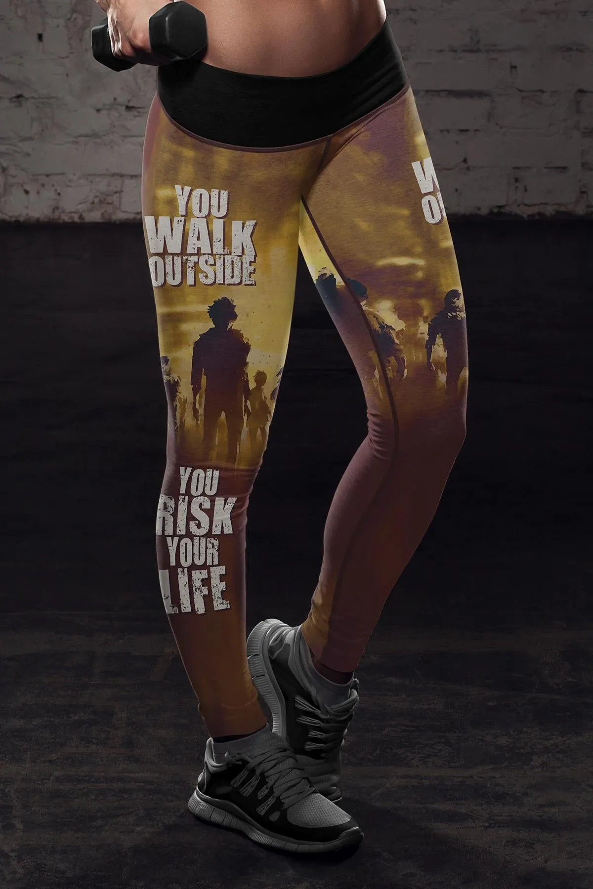 Risk Your Life Zombie Leggings: Halloween Horror Printed Pants - Limited Stock