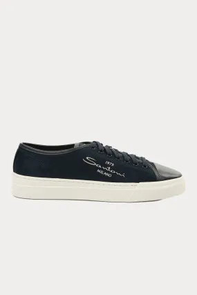 Santoni Deri Detayl Süet Sneaker Ayakkab