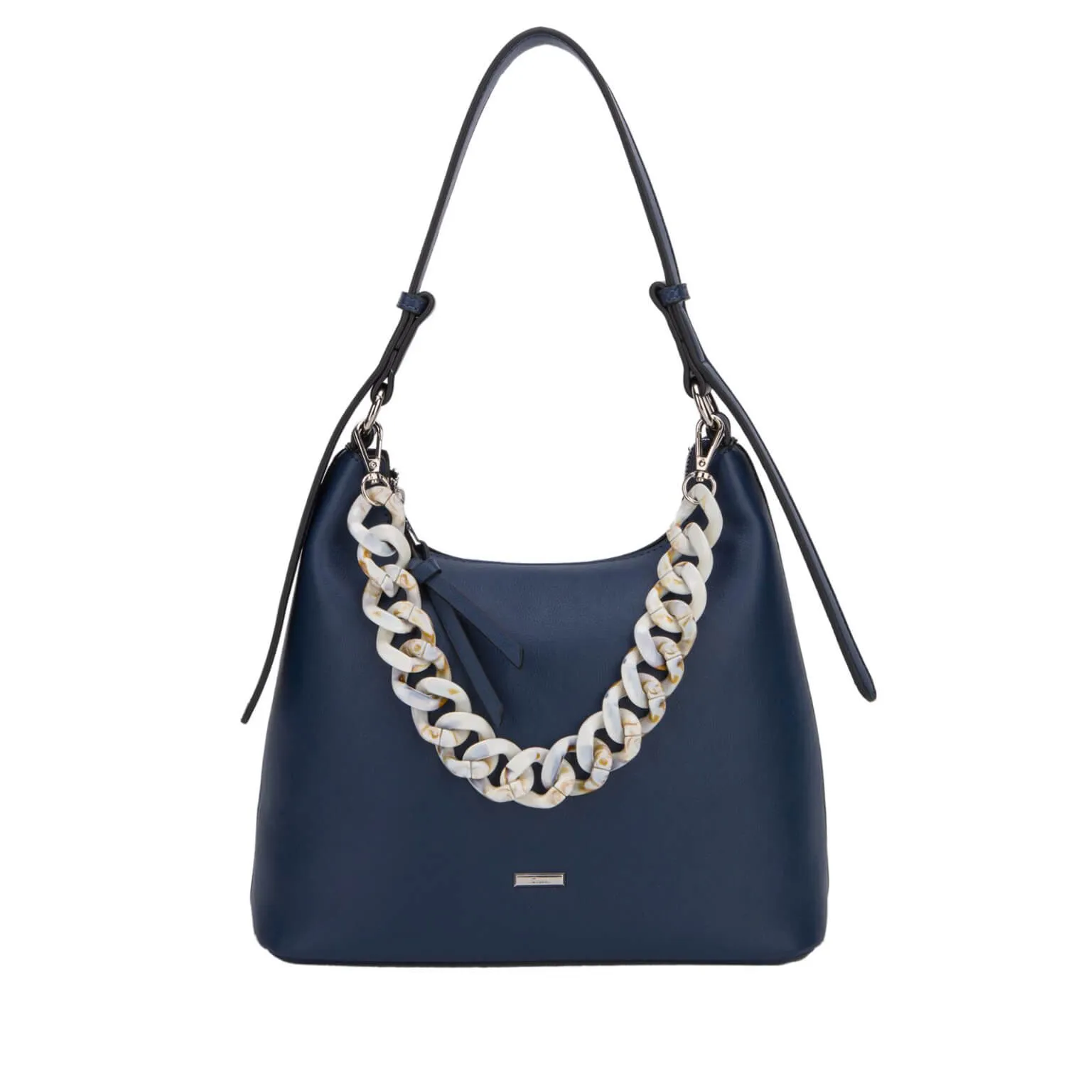 Saona Navy Hobo Handbag - Chain Handle