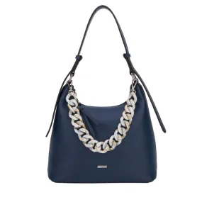 Saona Navy Hobo Handbag - Chain Handle