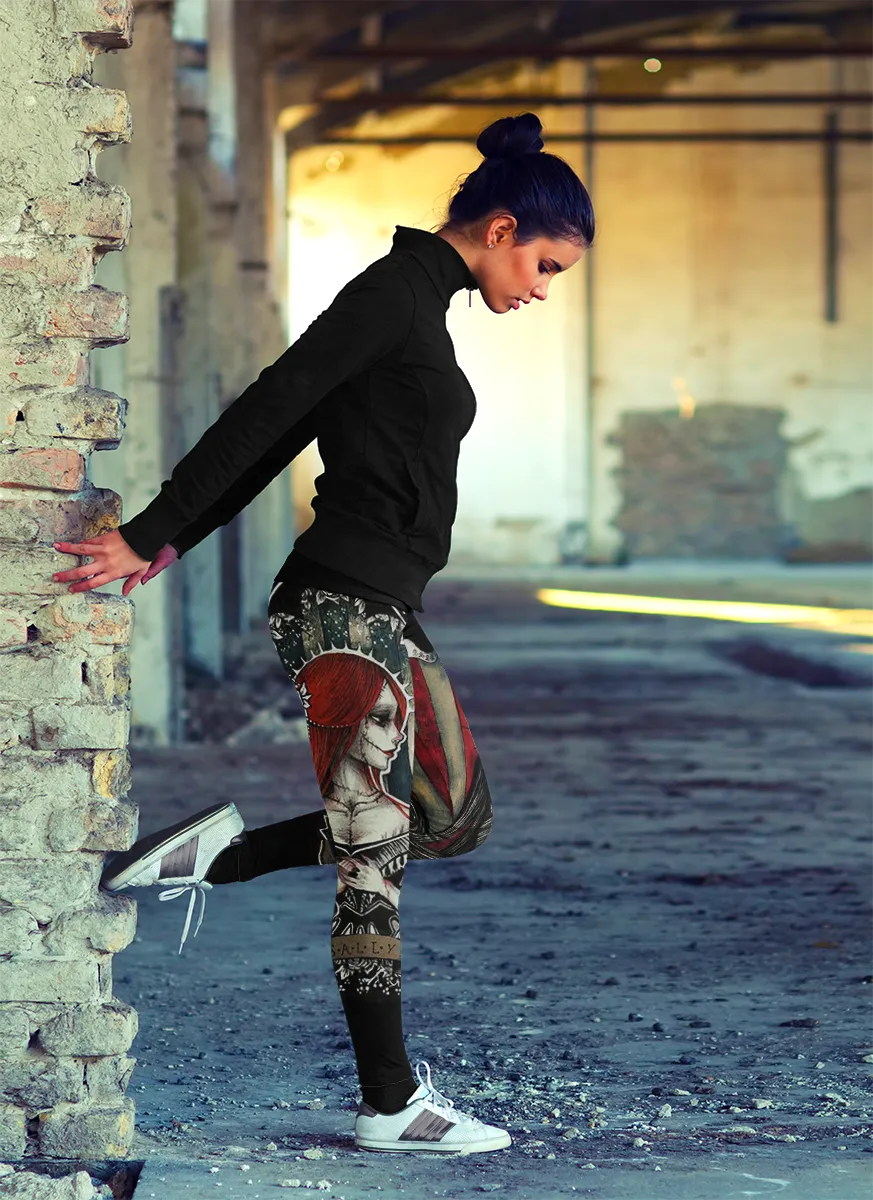 Sugar Skull Sally and Jack Leggings - Yoga Pants