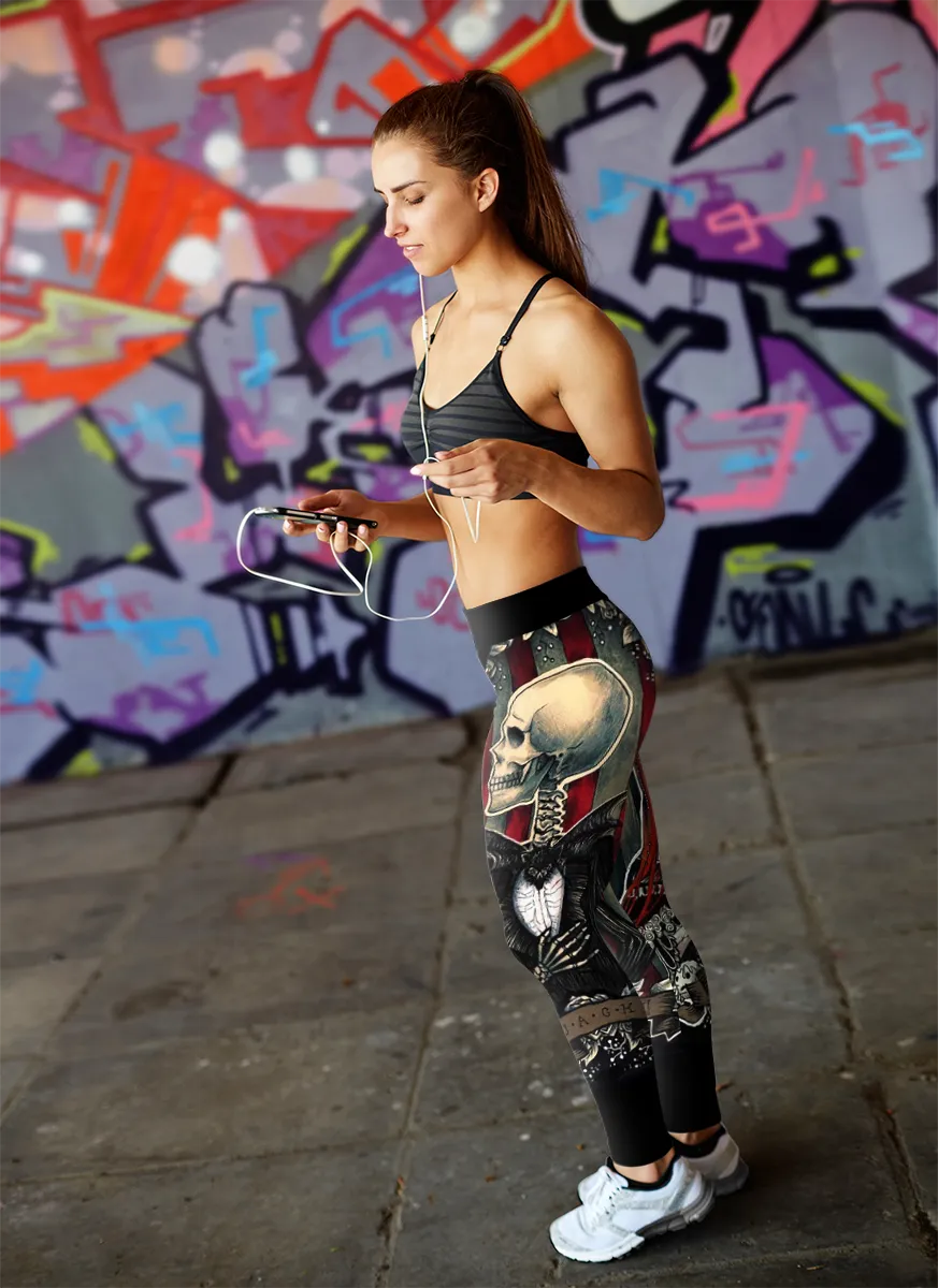 Sugar Skull Sally and Jack Leggings - Yoga Pants