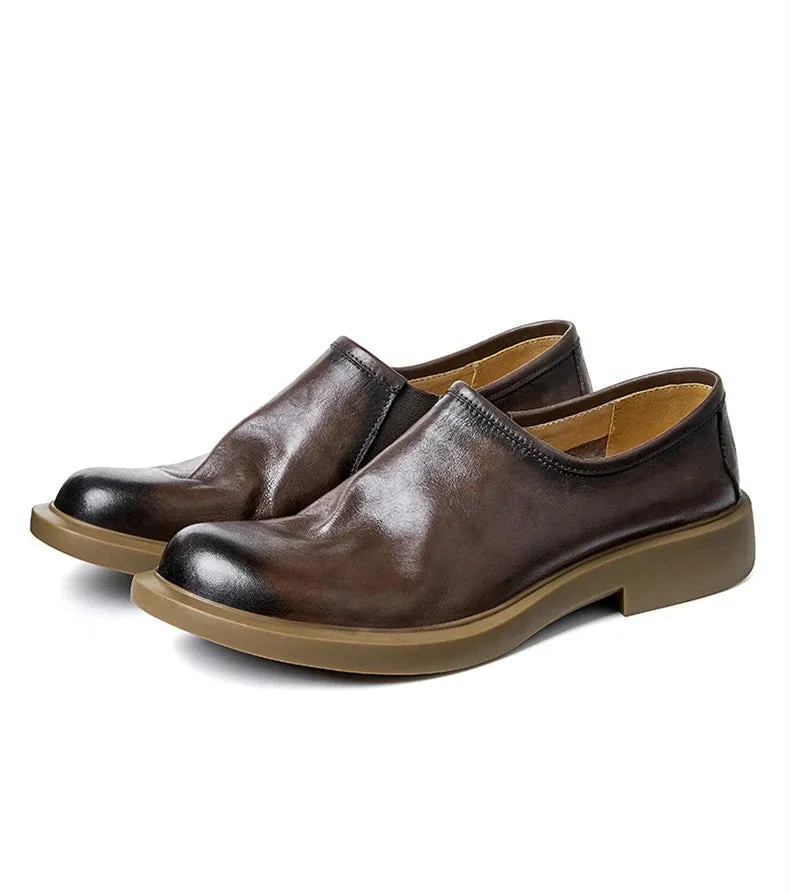Summer Men's Breathable Soft Cow Leather Slip-on Casual Shoes