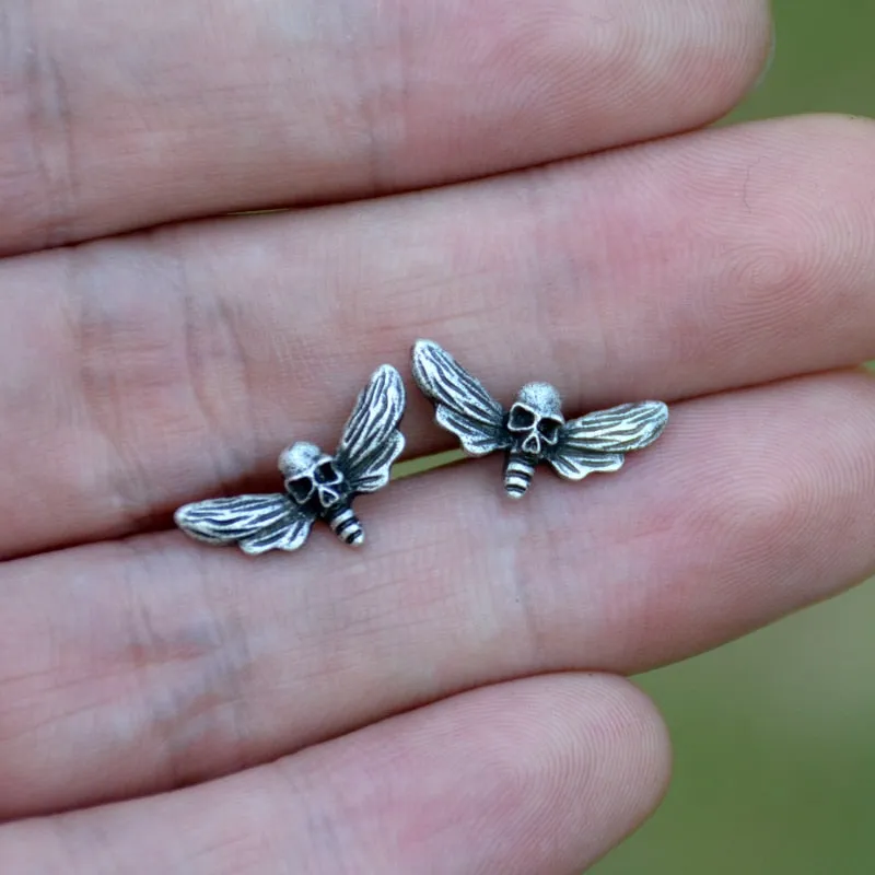 Tiny Death Bringer Skull Stud Earrings