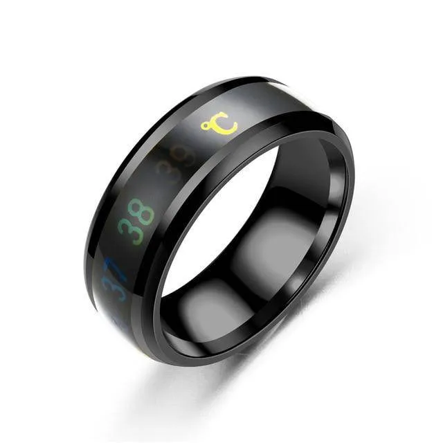 Unisex Titanium Steel Mood Ring - Temperature Sensitive, Waterproof