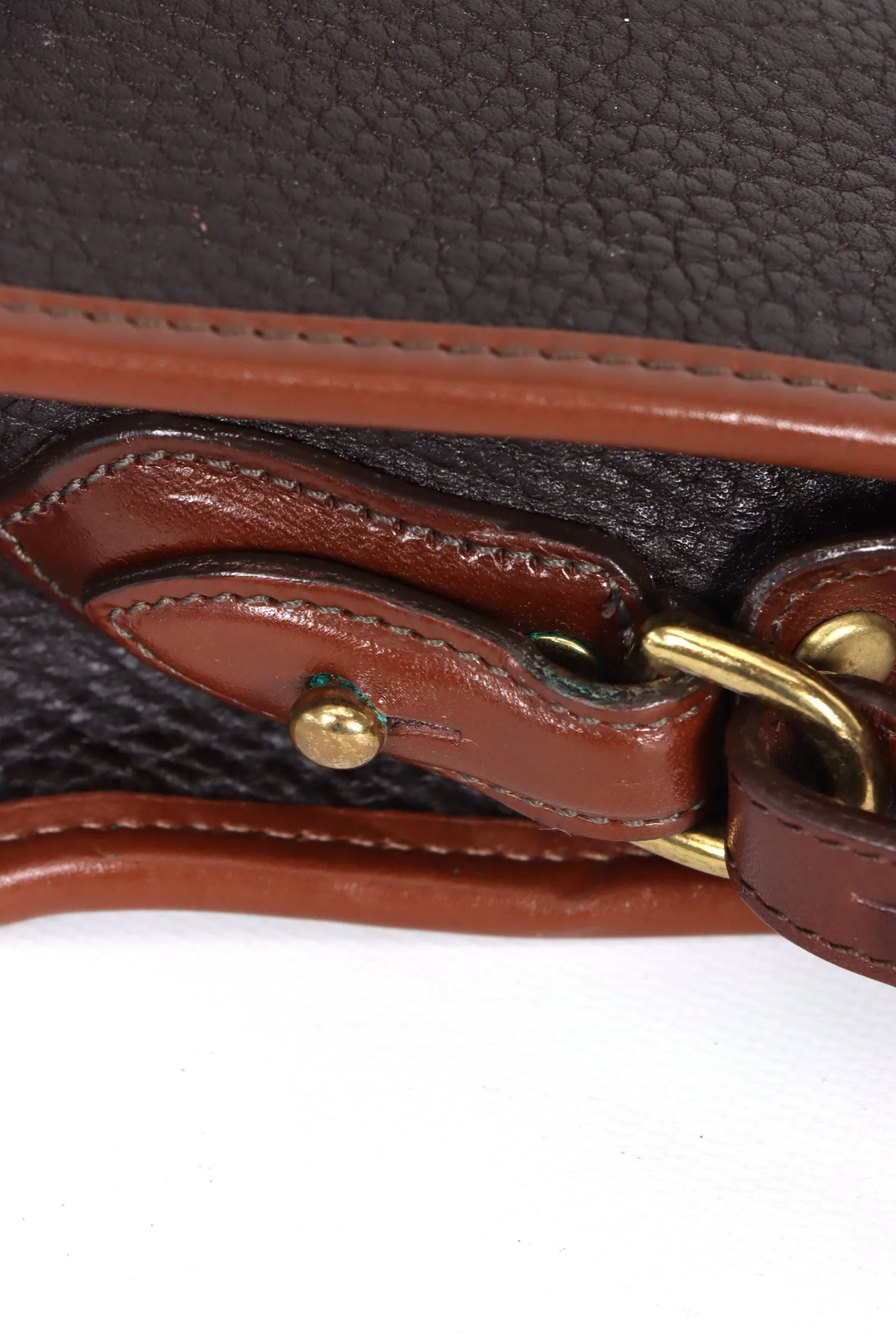 Vintage Dooney & Bourke Black and Brown Leather Crossbody Bag - USA Made