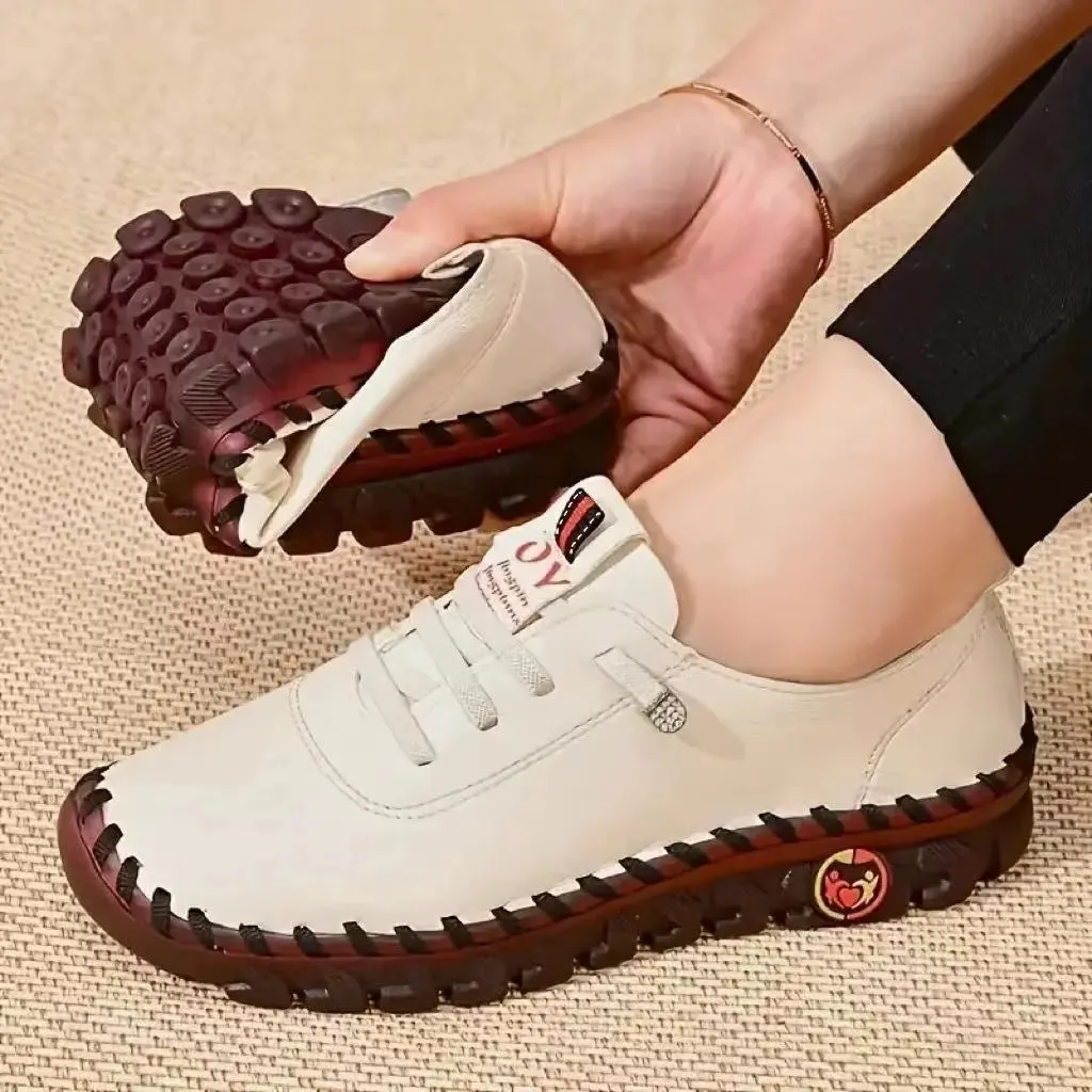 Women's Casual Vulcanized Flat Shoes in PU Leather