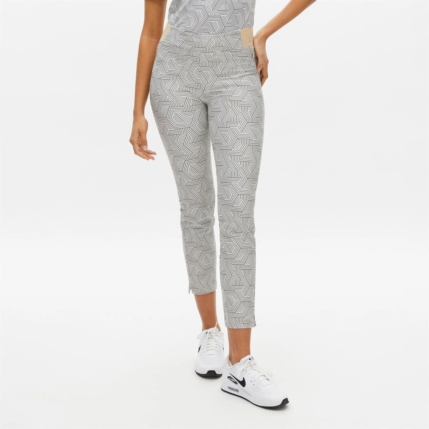 Womens Hexagon Beige Leggings - SS24