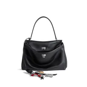      Women's Rodeo Medium Handbag Used Effect With One Charm in Black 